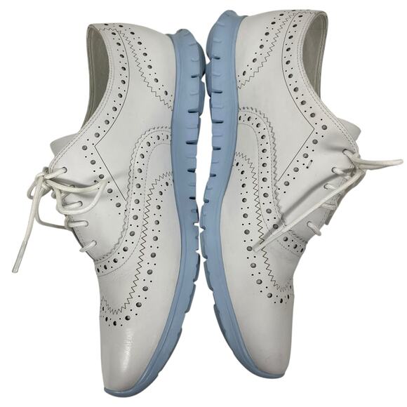 Cole Haan Zerogrand Wingtip Leather Oxford Shoes Lace Up Blue Size 8B - Picture 10 of 13